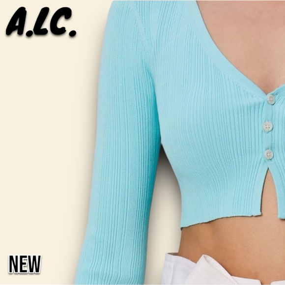 New A.L.C. Hallie II Rib Crop Cardigan - Picture 2 of 5